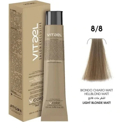 رنگ مو LIGHT BLONDE MATT کد 8/8 حجم 100 ميل ويتااِل - VITAEL