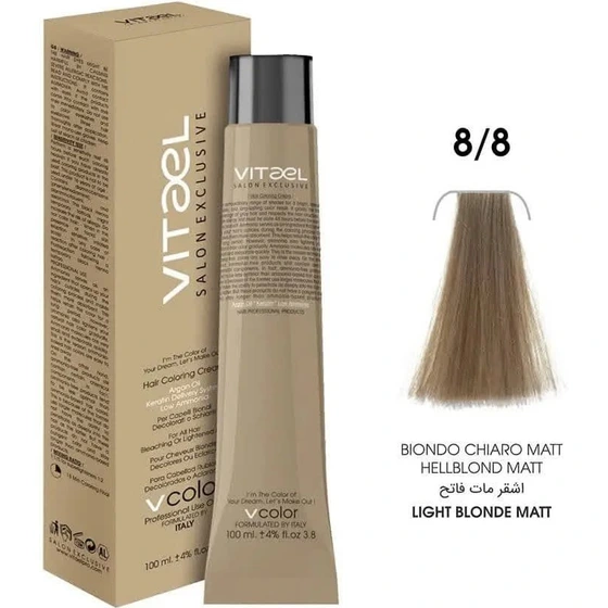8.8 ویتا رنگ مو LIGHT BLONDE MATT کد 8/8 حجم 100 ميل ويتااِل - VITAEL