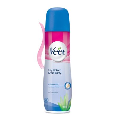 اسپری مو بر کرمی مخصوص پوست حساس حجم 150 ميل ويت - Veet