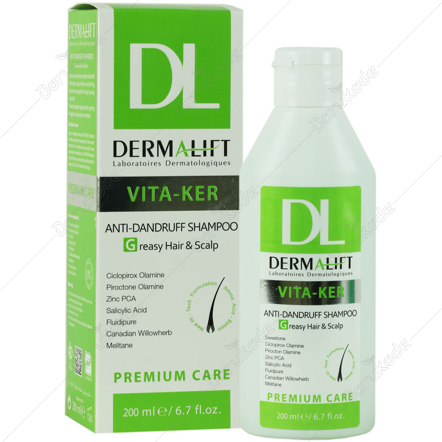 شامپو ضد شوره چرب شامپو مناسب موهای شوره دار و چرب مدل VITA - KER حجم 200 ميل درماليفت - DERMALIFT