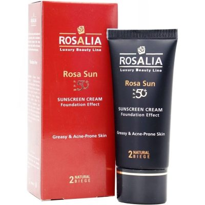 کرم ضد افتاب رنگي بژ طبيعي حجم 40ميل پوست هاي چرب و جوش دار SPF 50 رزاليا - ROSALIA