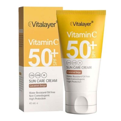 کرم ضد آفتاب SPF 50 رنگ Caramel Beige حاوی ويتامين C حجم 40 ميل ويتالير - Vitalayer