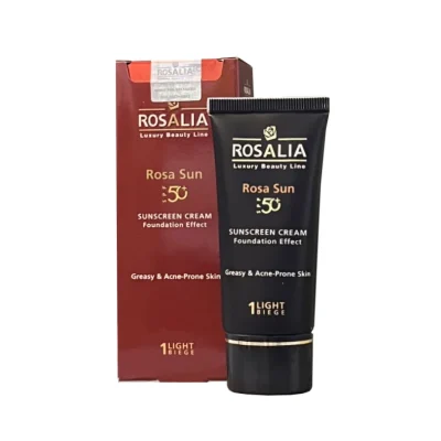 کرم ضد افتاب رنگي بژ روشن حجم 40ميل پوست هاي چرب و جوش دار SPF 50 رزاليا - ROSALIA