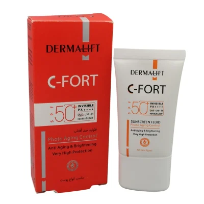 فلوئيد ضد آفتاب حاوی ويتامين C بی رنگ SPF50 حجم 40 ميل درماليفت - DERMALIFT