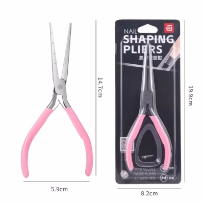 پينچر ناخن انبری فلزی مدل دم باريک دسته صورتی مدرج SHAPING PLIERS