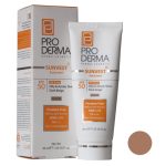 کرم ضد آفتاب فاقد چربی SPF50 رنگی بژ تیره  کاراملی  پرودرما حجم 40 میلی لیتر _ proderma