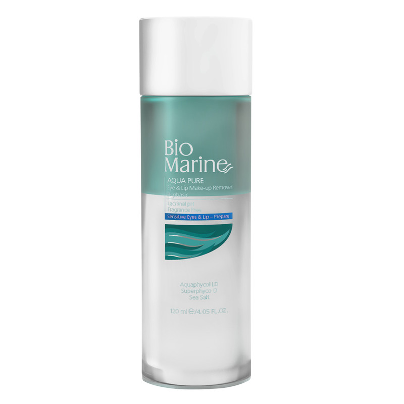 دوفاز محلول دو فازی پاک کننده آرايش چشم و لب مدل AQUA PURE حجم 120 میل بايومارين - Bio Marine