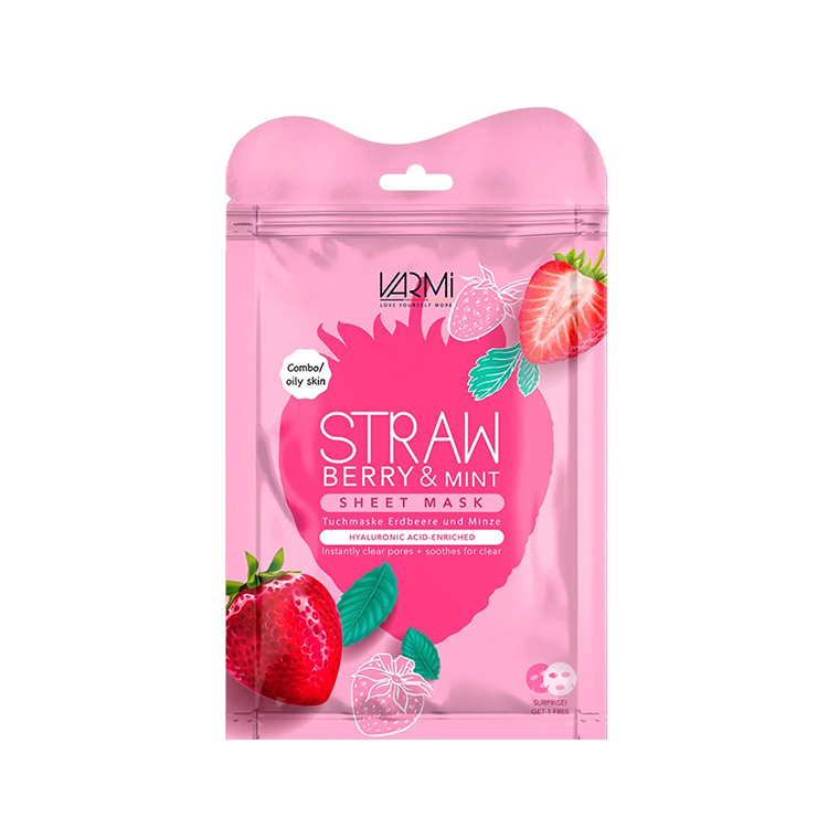 ماسک توت ماسک صورت نقابی بسته دو عددی حاوی عصاره توت فرنگی و نعناع وارمی - VARMI